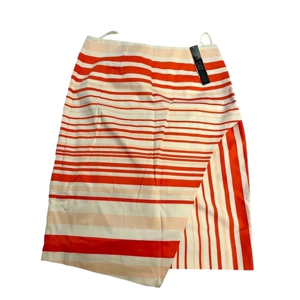 NWT Alex Marie Striped Crossover Slit Asymmetrical Petal Pencil Skirt